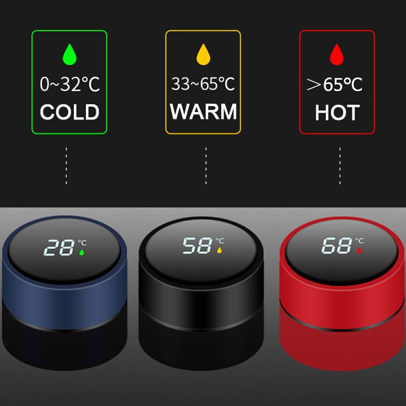 Caneca Térmica de Aço Inoxidável 500ml LED Display de Temperatura Inteligente Garrafa Térmica a Vácuo Home Office Viagens Chá Água Copos de Café